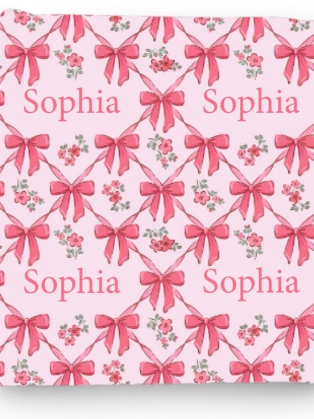 Personalized Pink Bow Print Swaddle Blanket - "Sophia"